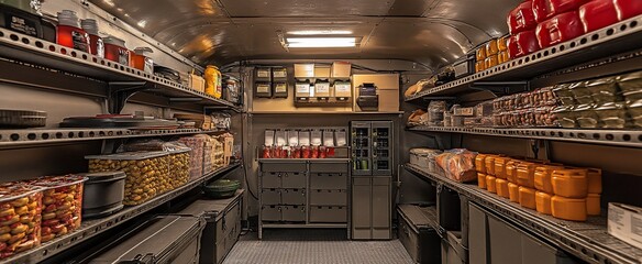 Well-stocked pantry with various food supplies