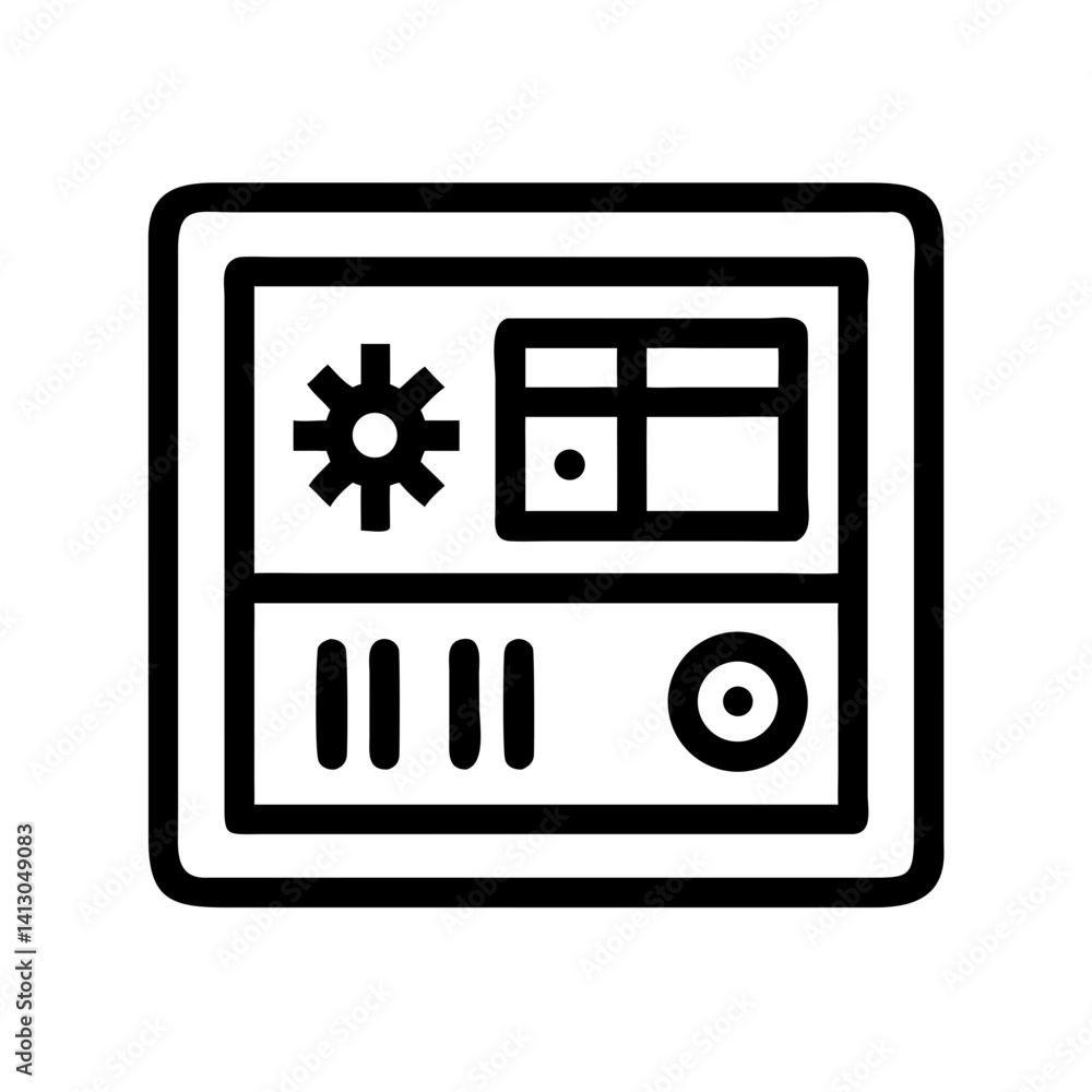 Aufkleber wall panel icon representing room thermostat and temperature control system