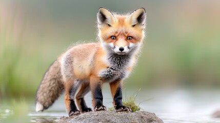 Fototapeta premium Adorable young fox kit wildlife nature photography image