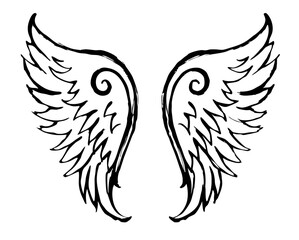 black and white svg vector, Halloween angel wings icon