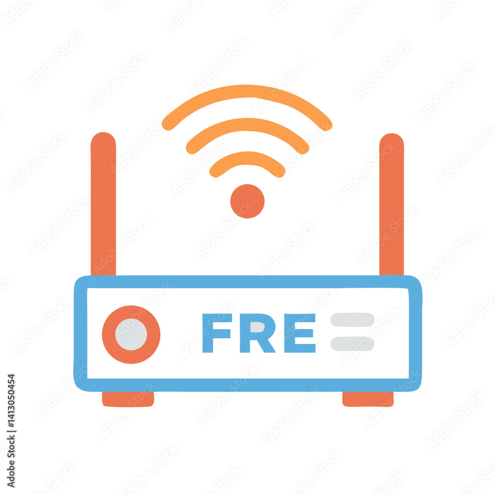 Aufkleber wi-fi router icon representing free internet availability and wireless access
