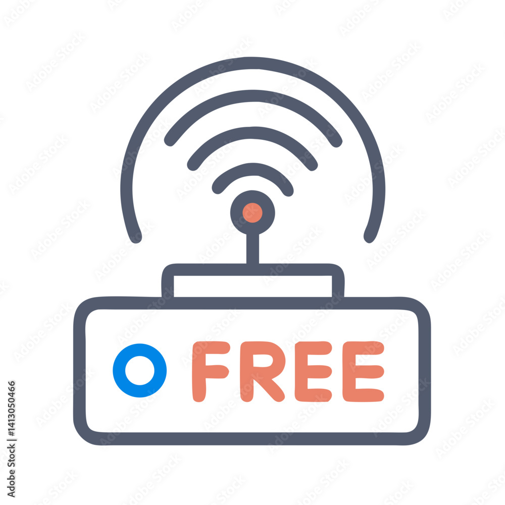 Poster wi-fi router icon representing free internet availability and wireless access