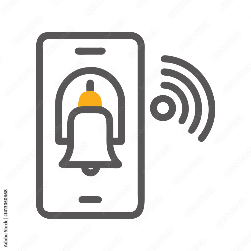Aufkleber wireless bell icon representing smart door notification and alert system