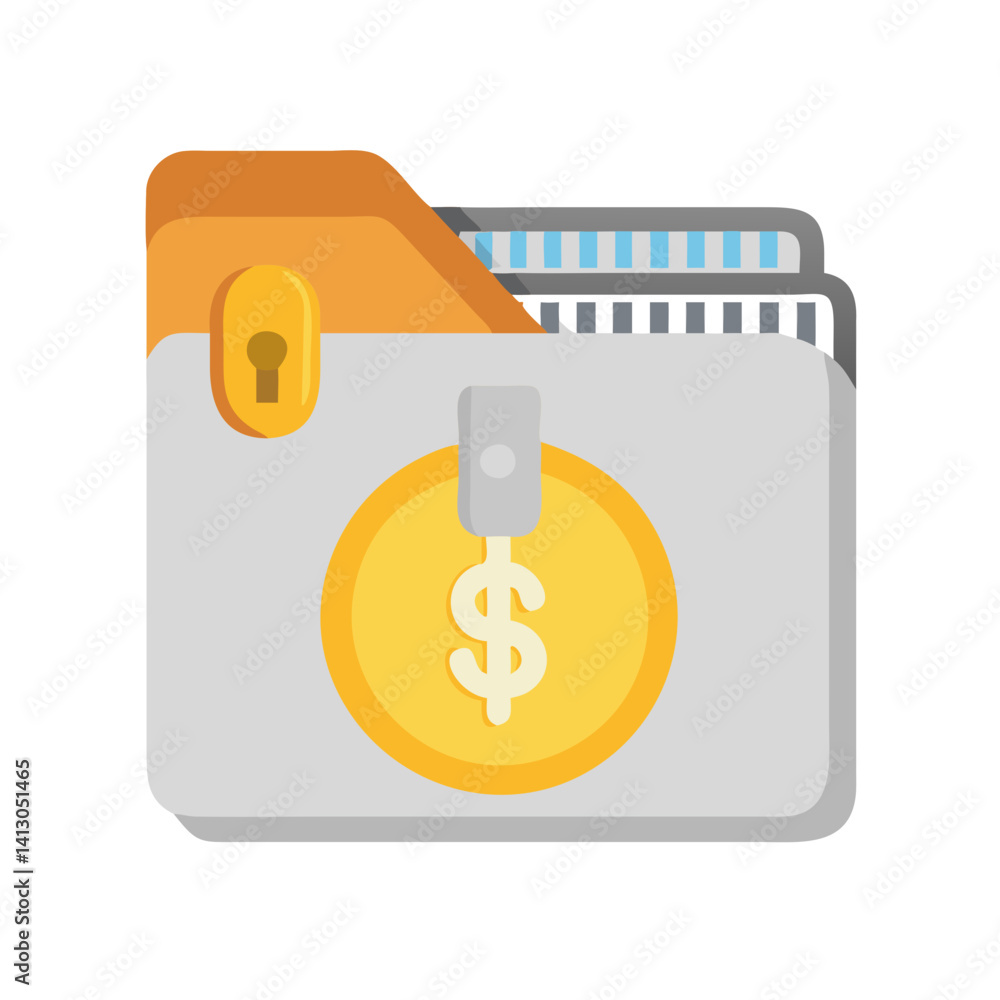 Aufkleber Zipped Folder with Coin Icon Representing Encrypted File Storage and Secure Payment