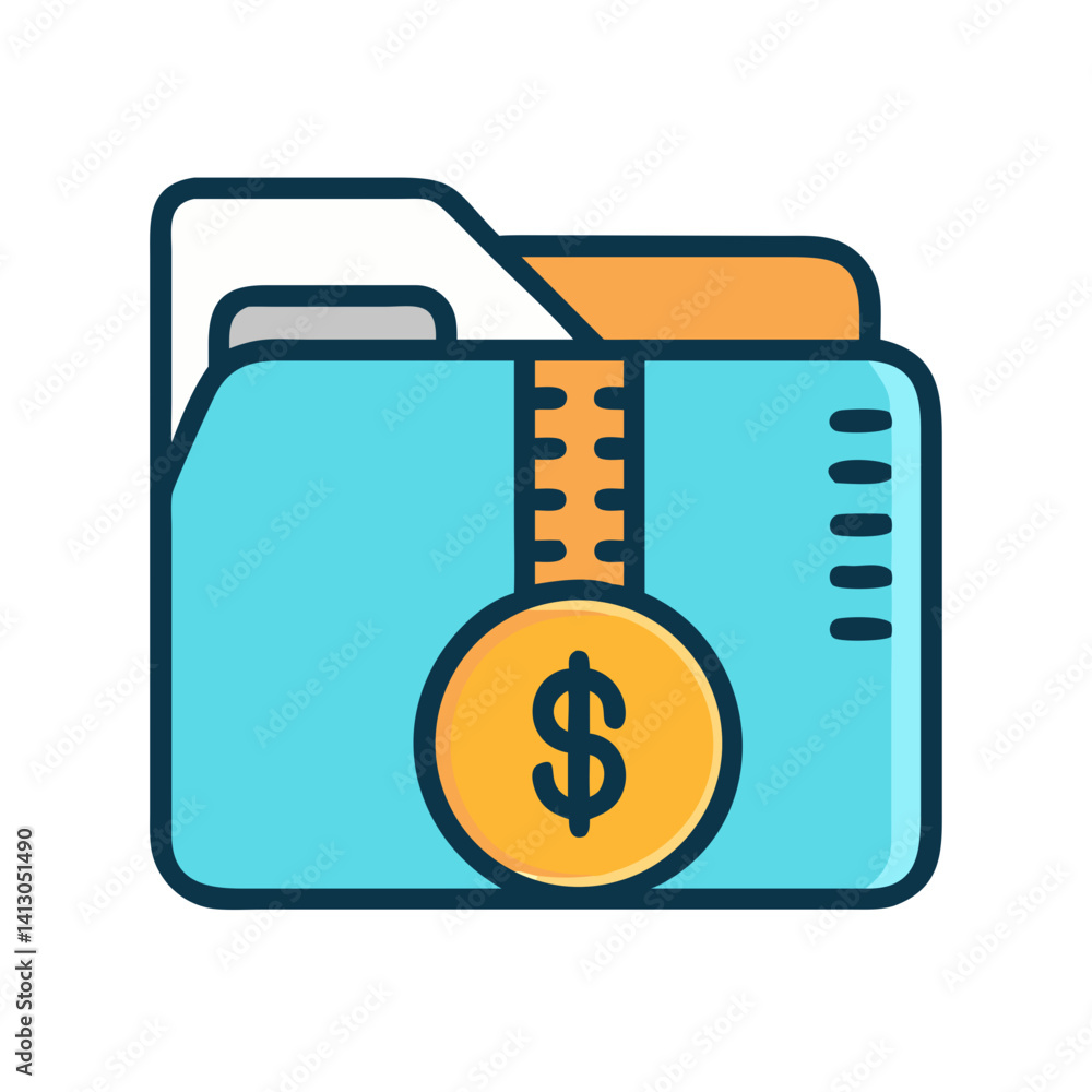 Aufkleber Zipped Folder with Coin Icon Representing Encrypted File Storage and Secure Payment