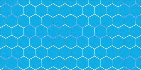 Blue geometric honeycomb pattern with triangles and dots in a seamless design