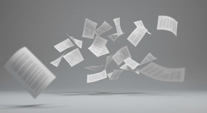 Flying Paper Documents 3d background
