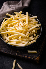 Frozen potato french fries, junk food