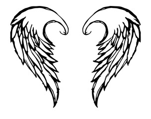 black and white svg vector, Halloween angel wings icon