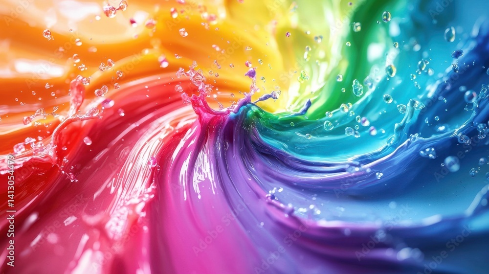 Aufkleber bright splashes of various colors swirl together in a captivating display. water droplets rise from 