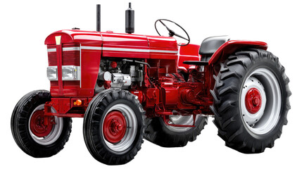 Obraz premium Red Tractor: A meticulously crafted image of a classic red tractor, symbolizing agricultural heritage and rural industry.