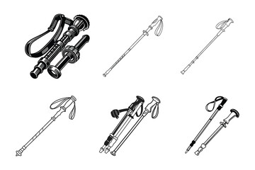 Naklejka premium Steel Core Trekking Pole Svg