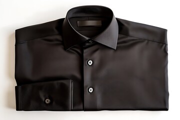 Black Formal Dress Shirt Laid Flat with Long Sleeves