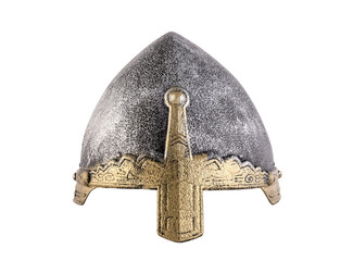 Medieval knight helmet isolated on white background with clipping path