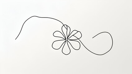 A minimal floral clipart featuring a single continuous line forming a delicate bloom, centered on a white background
