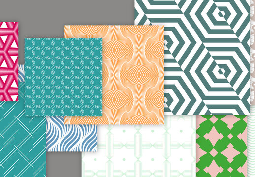 Collection of seamless geometric minimalistic patterns