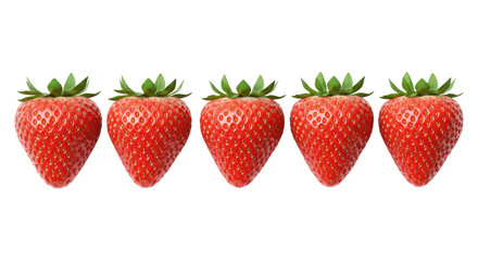 Isolated Row of Strawberries