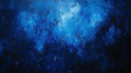 Obraz premium This artwork showcases a mesmerizing blend of blue shades, with soft textures and layers that evoke a sense of depth and tranquility. The rich hues create an engaging, immersive experience