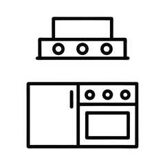 Fototapeta premium Kitchen Stove with Hood and Cabinet Icon
