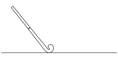 Continuous one line drawing of hockey stick, Hockey stick line continuous drawing vector. One line Bandy  icon vector background. minimalist icon. Continuous outline of a Hockey stick, Ice Hockey. 