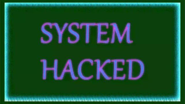 A digital interface displays a warning of a system hacked high lighting cybersecurity risks animation