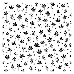 Elegant Monochrome Leaf and Dot Pattern Design