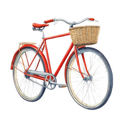 Watercolor bicycle on transparent background vintage style artistic illustration creative design