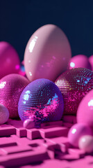 A greeting card with pixelated Easter eggs and a keyboard shortcut. Computer technology postcard.