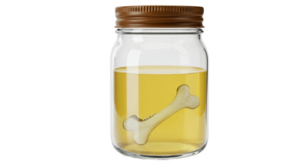 Isolated Bone in Jar with Liquid