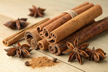 Cinnamon Sticks and Star Anise Aromatic Spices