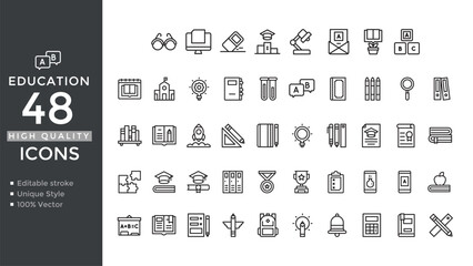 Education Line Icons Set