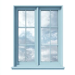 Fototapeta premium Window frame with cloud reflection isolated on white background
