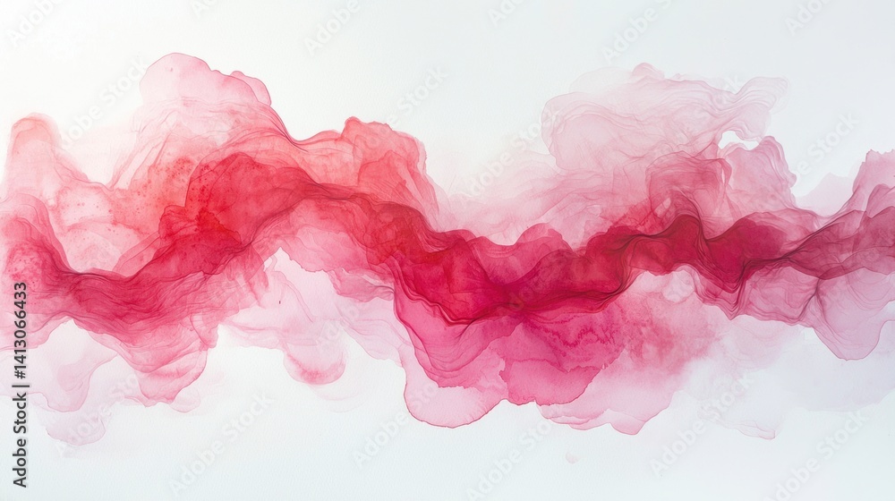 Poster gentle layers of red and pink blend seamlessly together, creating a soft and abstract wave pattern o
