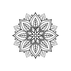 mandala  Black complex doodle on a transparent background, for printable coloring Page