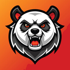 Fierce Panda Mascot Logo – Angry Cartoon Panda Face in Circle Emblem