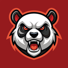Fierce Panda Mascot Logo – Angry Cartoon Panda Face in Circle Emblem
