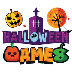 Halloween games isolated on white background