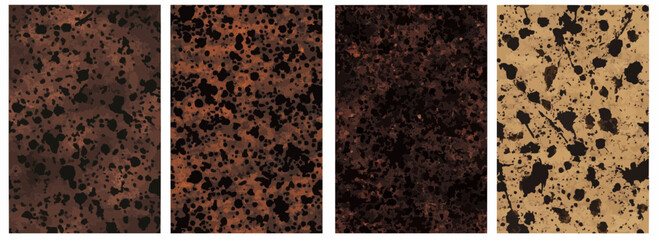 Vector pattern set of tiny dark brown splashes on a white background