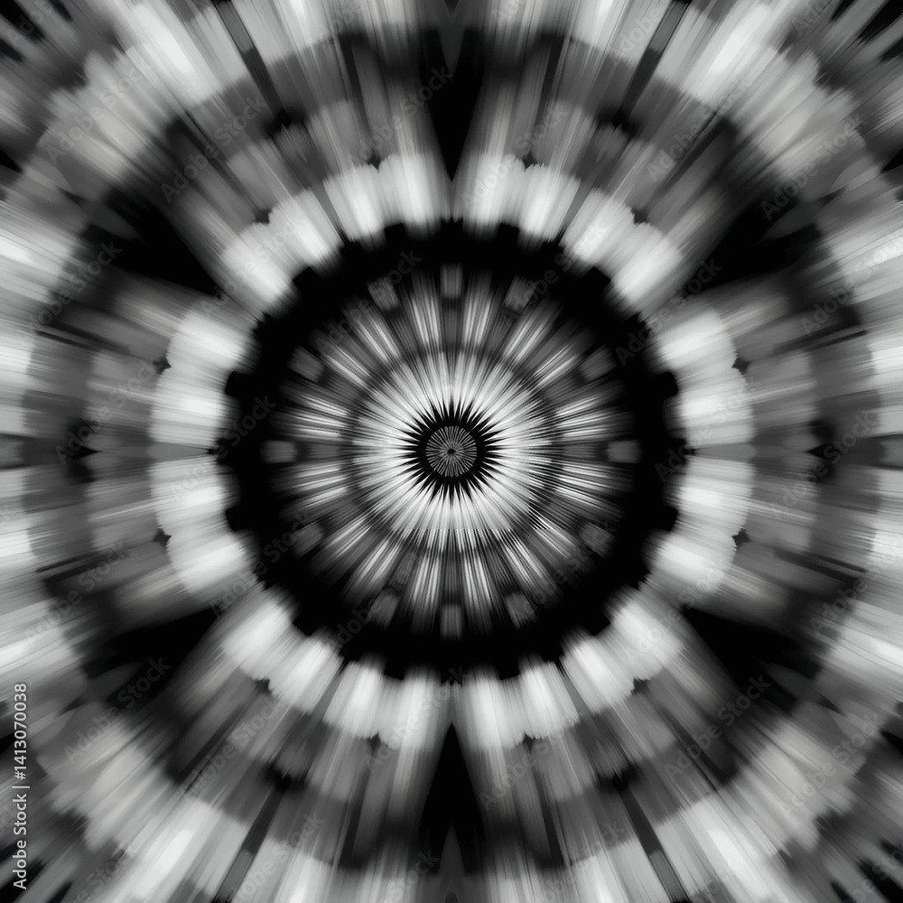 Fototapete An abstract circular geometric background featuring a starburst pattern with dynamic, centric motion.