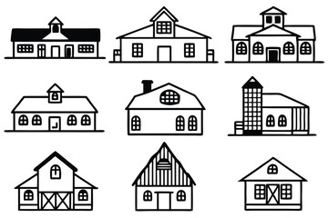 Old Style Farmhouse Vector Set