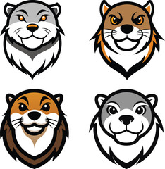 Otter head mascot logo design vector