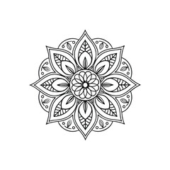 mandala  Black complex doodle on a transparent background, for printable coloring Page