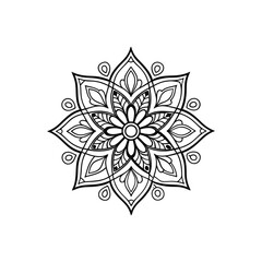 mandala  Black complex doodle on a transparent background, for printable coloring Page