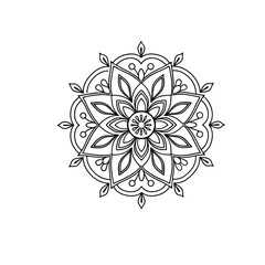 mandala  Black complex doodle on a transparent background, for printable coloring Page