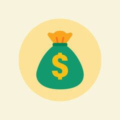 Money bag icon with dollar sign illustration