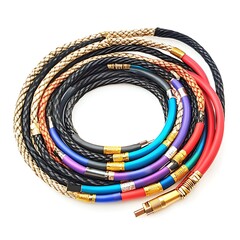 Colorful rope necklaces with studio shot.