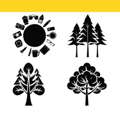 Fototapeta premium Tree Silhouette Vector Bundle | Nature, Forest & Botanical Elements Pack