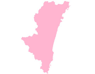 宮崎県　地図　ピンク　イラスト