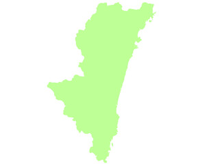 宮崎県　地図　黄緑　イラスト