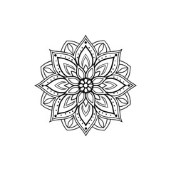 mandala  Black complex doodle on a transparent background, for printable coloring Page